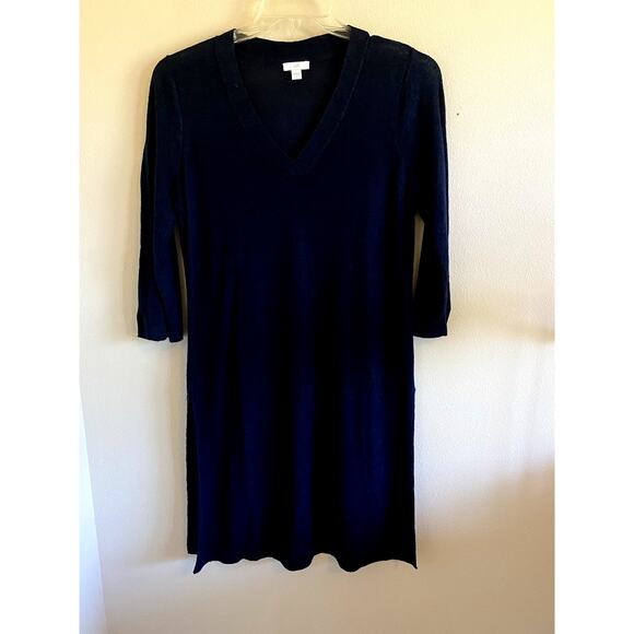 J. Jill Dresses & Skirts - J Jill Navy Blue Linen Viscose Vneck Sheer Dress Swim Coverup Womens Small